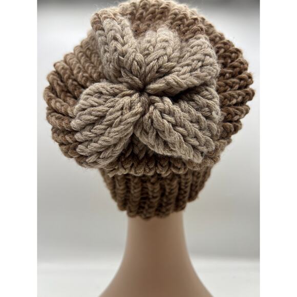 Knit Woven Chunky Brown Beighe Beanie Knit Hat Boho Outdoors Unisex X-Small - Picture 4 of 8